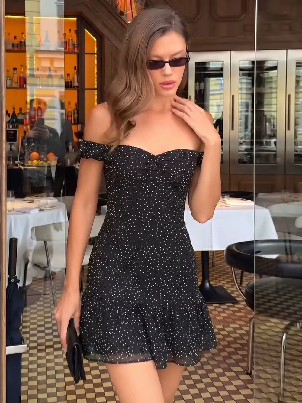 Zara Polka Dot Black Spaghetti Strap Summer Dress